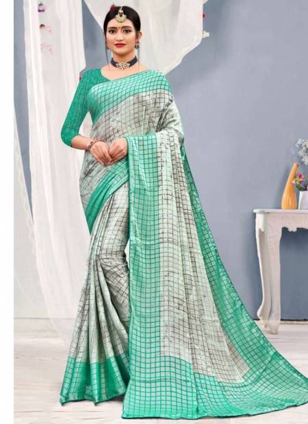 Sea Green Colour New Designer Festive Wear Brasso Designer Saree Collection 1002